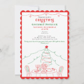 Whimsical Gourmet Friendsmas Potluck Christmas Einladung (Vorderseite)