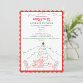 Whimsical Gourmet Friendsmas Potluck Christmas Einladung (Stehend Vorderseite)
