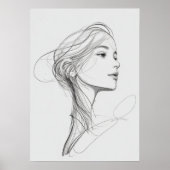 Whimsical Graceful Frauen Leiter Portrait Line Art Poster (Vorne)