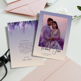 Whimsical Gradient Lila Blumenzwiebeln Foto Hochze Dankeskarte