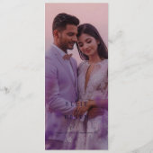 Whimsical Gradient Lila Blumenzwiebeln Foto Hochze Menükarte (Rückseite)