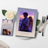 Whimsical Gradient Lila Floral 2 Foto Hochzeit Save The Date