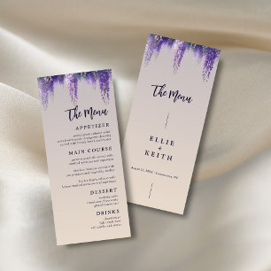 Whimsical Gradient Lila floral Moderne Hochzeit Menükarte