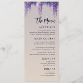 Whimsical Gradient Lila floral Moderne Hochzeit Menükarte (Vorderseite)