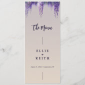 Whimsical Gradient Lila floral Moderne Hochzeit Menükarte (Rückseite)