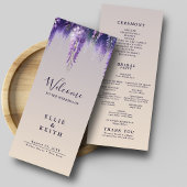 Whimsical Gradient Lila Floral Wedding Programm