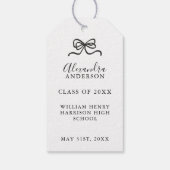 Whimsical Graduation Cap with Bow & Pearls Script Geschenkanhänger (Rückseite)