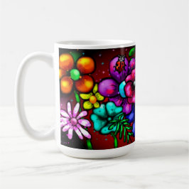 Whimsical Graffiti Style Blume Ladybug Kaffeetasse