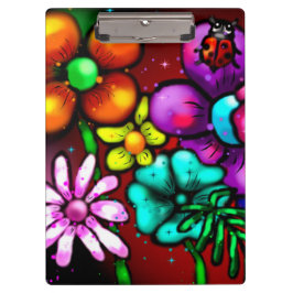 Whimsical Graffiti Style Blume Ladybug Klemmbrett
