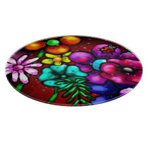 Whimsical Graffiti Style Blume Ladybug Schneidebrett