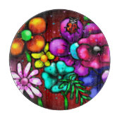 Whimsical Graffiti Style Blume Ladybug Schneidebrett (Vorderseite)
