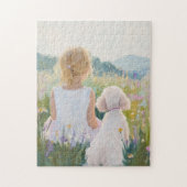 Whimsical Grand Millennium Girl and Dog Art Print Puzzle (Vertikal)