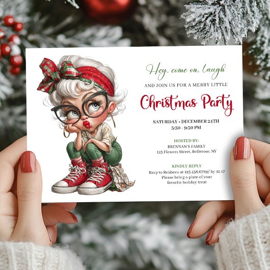 Whimsical Grandma Holiday Cartoon Event Invite Einladung