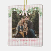 Whimsical Grandmillenial Pink Bow Family Photo Keramikornament (Links)