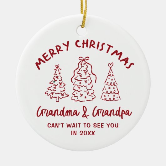 Whimsical Grandparents Pregnancy Announcement Keramik Ornament (Vorne)