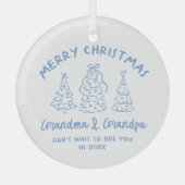 Whimsical Grandparents Pregnancy Announcement Ornament Aus Glas (Vorderseite)
