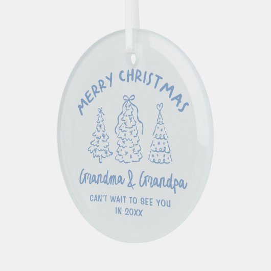Whimsical Grandparents Pregnancy Announcement Ornament Aus Glas (Vorderseite links)