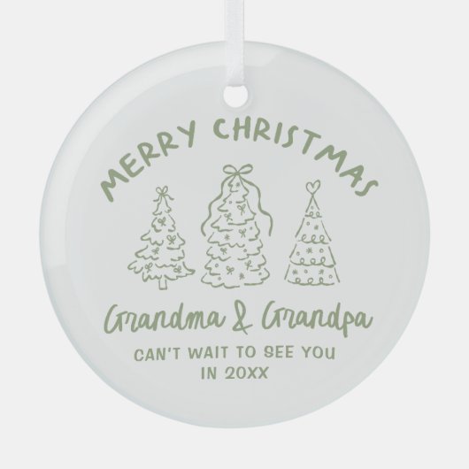 Whimsical Grandparents Pregnancy Announcement Ornament Aus Glas (Vorderseite)