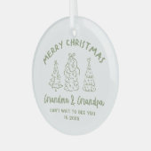 Whimsical Grandparents Pregnancy Announcement Ornament Aus Glas (Vorderseite links)