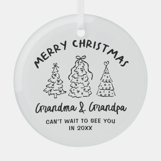 Whimsical Grandparents Pregnancy Announcement Ornament Aus Glas (Vorderseite)