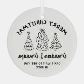 Whimsical Grandparents Pregnancy Announcement Ornament Aus Glas (Rückseite)