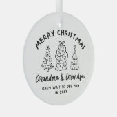 Whimsical Grandparents Pregnancy Announcement Ornament Aus Glas (Vorderseite Rechts)