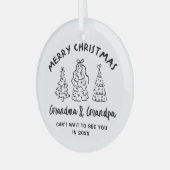Whimsical Grandparents Pregnancy Announcement Ornament Aus Glas (Vorderseite links)