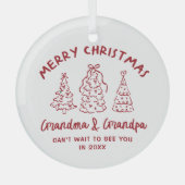 Whimsical Grandparents Pregnancy Announcement Ornament Aus Glas (Vorderseite)