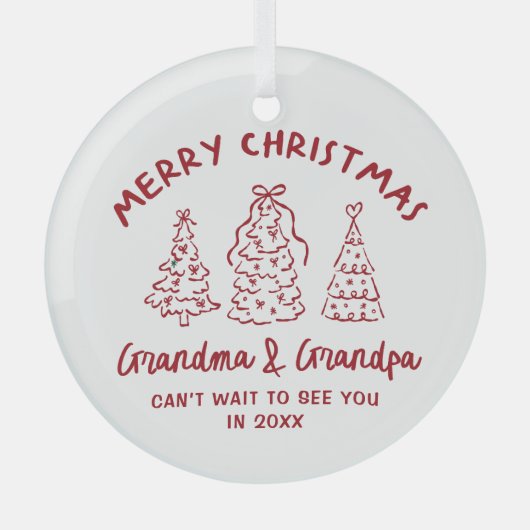 Whimsical Grandparents Pregnancy Announcement Ornament Aus Glas (Vorderseite)