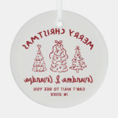 Whimsical Grandparents Pregnancy Announcement Ornament Aus Glas (Rückseite)