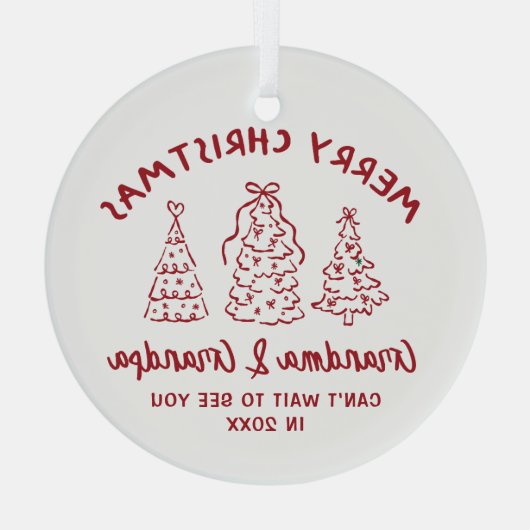 Whimsical Grandparents Pregnancy Announcement Ornament Aus Glas (Rückseite)