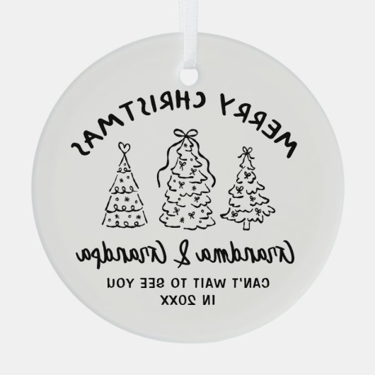 Whimsical Grandparents Pregnancy Announcement Ornament Aus Glas (Rückseite)