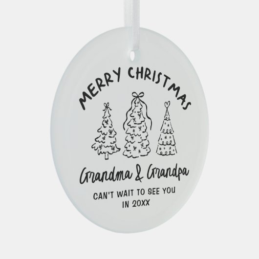 Whimsical Grandparents Pregnancy Announcement Ornament Aus Glas (Vorderseite Rechts)