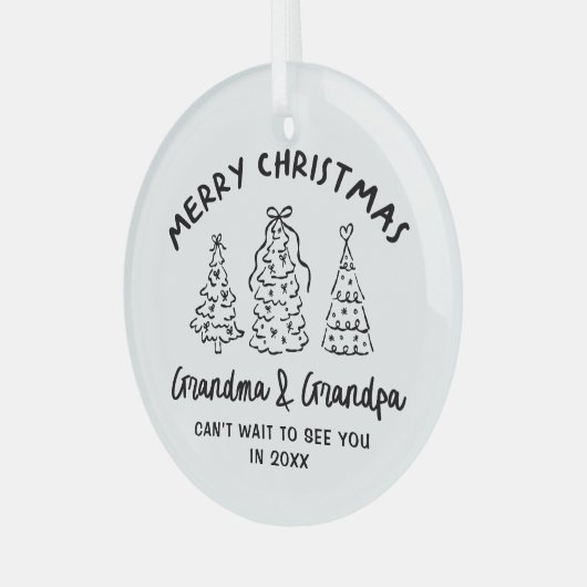 Whimsical Grandparents Pregnancy Announcement Ornament Aus Glas (Vorderseite links)