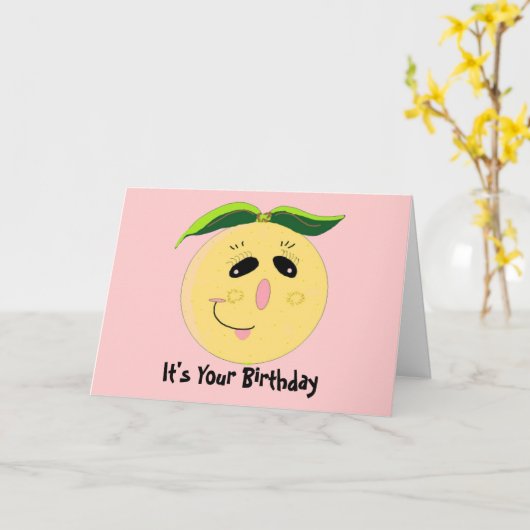 Whimsical Grapefruit Geburtstag Karte (Gelbe Blume)