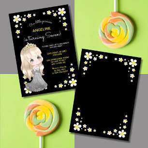 Whimsical Grau Dress Princess Floral Geburtstag Einladung