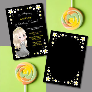 Whimsical Grau Dress Princess Floral Geburtstag Einladung