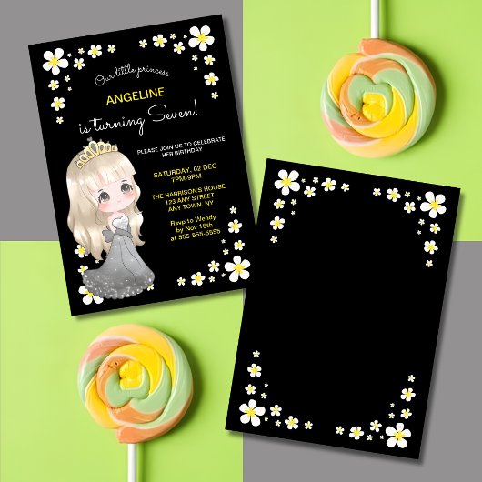 Whimsical Grau Dress Princess Floral Geburtstag Einladung