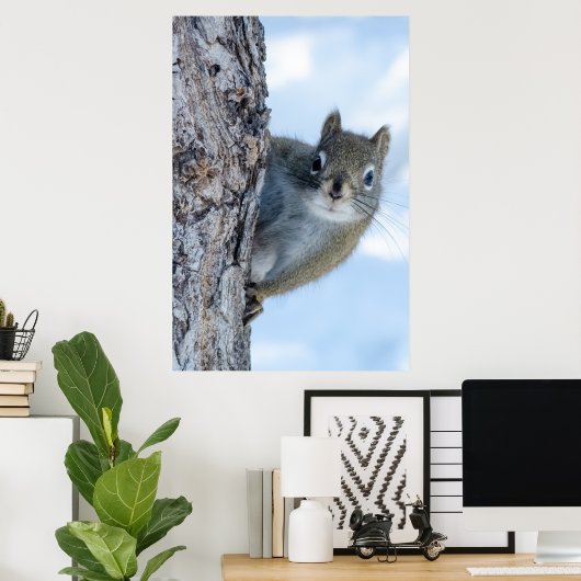 Whimsical Grau Eichhörnchen Poster (Heimbüro)