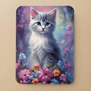 Whimsical Gray Cat in Magic Garden Kitten Magnet