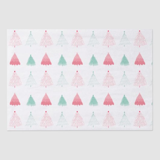 Whimsical Green and Pink Trees Weihnachten Seidenpapier (Vorderseite)