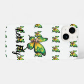 Whimsical Green and Yellow Fluttering Butterfly iPhone Hülle (Rückseite (Horizontal))