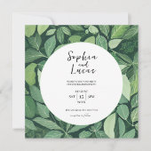 Whimsical Green Blätter Hochzeitsempfehlung Einladung (Vorderseite)