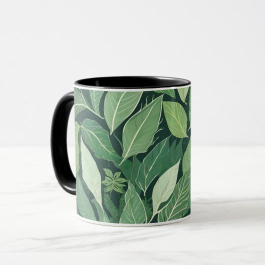 Whimsical Green Blätter Tasse (Vorderseite Links)