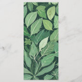 Whimsical Green Blätter Wedding Menükarte (Rückseite)