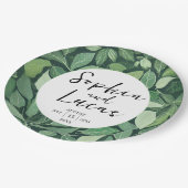 Whimsical Green Blätter Wedding Pappteller (Schrägansicht)