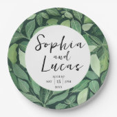Whimsical Green Blätter Wedding Pappteller (Vorderseite)