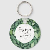 Whimsical Green Blätter Wedding Schlüsselanhänger (Vorderseite)