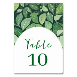 Whimsical Green Blätter Wedding Tischnummer