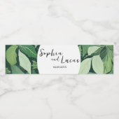 Whimsical Green Blätter Wedding Wasserflaschenetikett (Einzelnes Label)